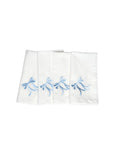 Brodert linserviett. blå sløyfe. blue bow napkin