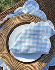 Blue Gingham Scallop - set of 4